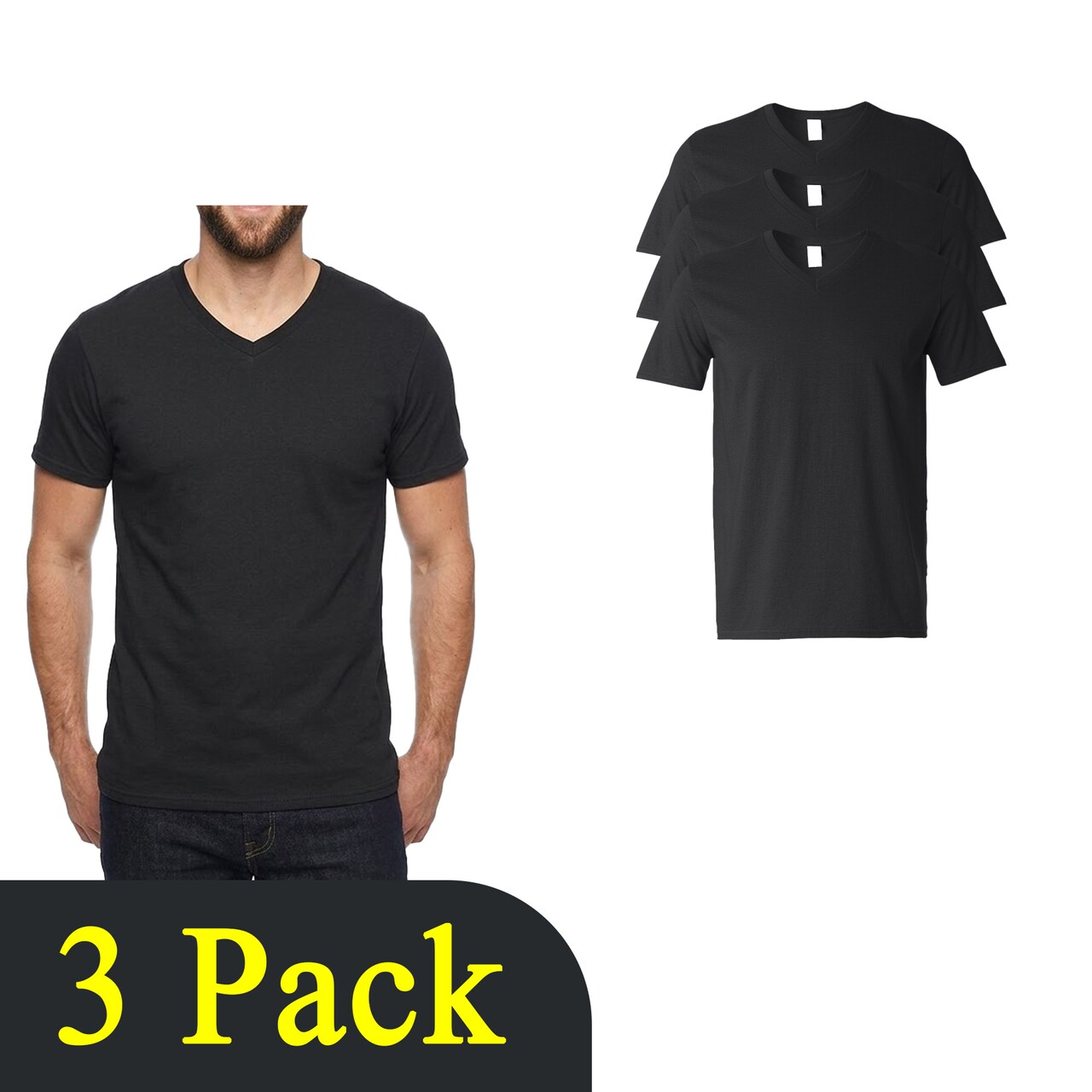 Gildan Black Softstyle V-Neck T-Shirt Craft Bundle – Unisex Short Sleeve Blanks for DIY Printing